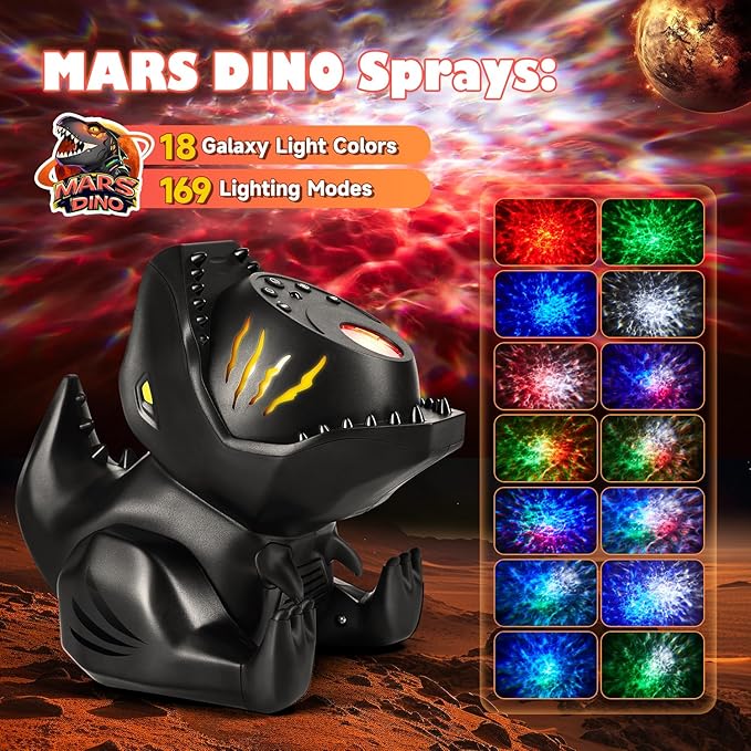 Dinosaur Galaxy Projector for Kids, Non-glare 316 Lightings Star Projector Galaxy Light,22 White Noise+5.3 Bluetooth Speaker Dinosaur Night Light, Nightlight for Kids Room with Galaxy Light,Dino Gifts