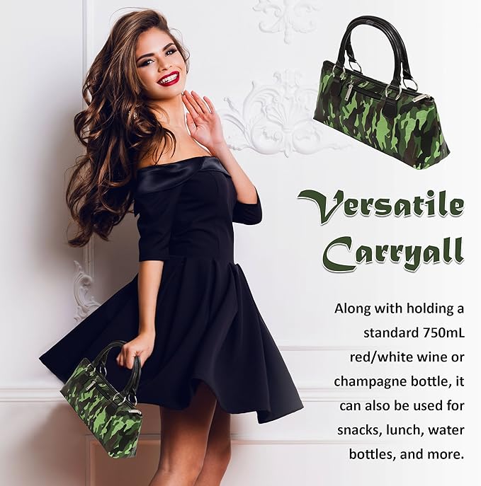 Wine Clutch Bag (Thermal Insulated) Trendy Women's Carry Tote | Holds Red & White 750mL Bottles | Trendy Fashion | Incl. Portable Waiter-Style Corkscrew