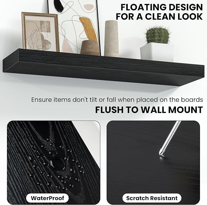 Fun Memories 16 Inch Floating Shelves Wall-Mounted, Engineered Wood Wall Shelves - Image 4