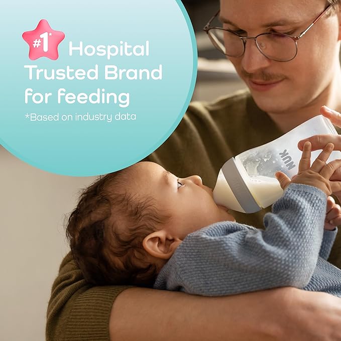 NUK Perfect Match 2-in-1 Natural and Anti-Colic 8oz Bottle with Adaptable Medium Flow Nipple, 2 Pack