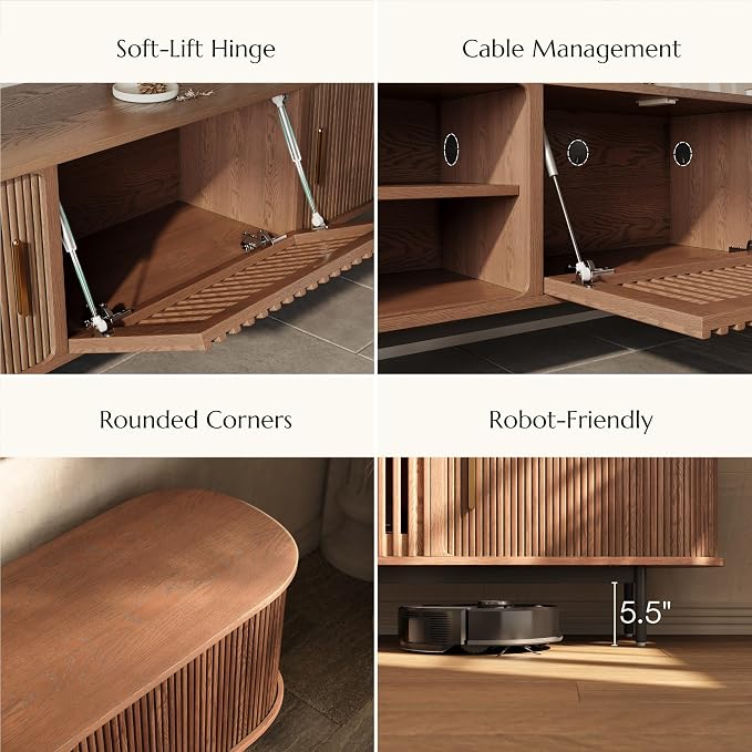 POVISON Fully-Assembled Mid Century Modern TV Stand - Image 7