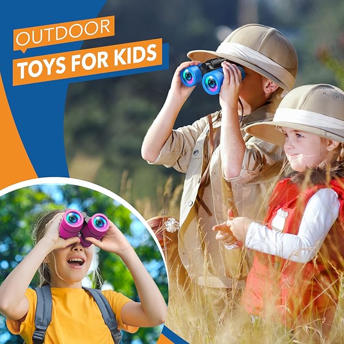Toys for 3-7 Year Old Boys: LET'S GO! Binoculars for Kids with Bird Watching Manual Easter Birthday Gifts for 4 5 6 7 8 Year Old Boy Girls Outdoor Toy for Kid Ages 5-7 Toddler Camping Telescope