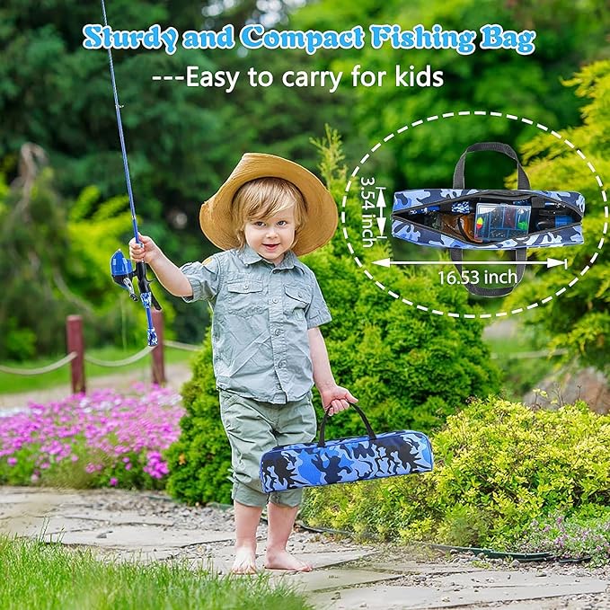 Milerong Kids Fishing Rod, Kids Fishing Pole Portable Telescopic Fishing Rod and Reel Combo Kit for Boys, Girls, Youth - with Spincast Fishing Reel, Fishing Tackles, Fishing Lures, Fishing Lines