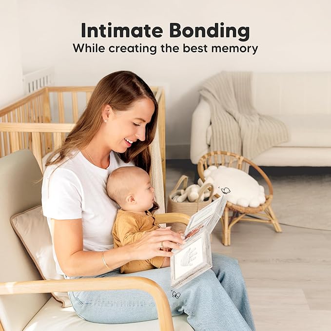 Baby Shower Gifts for Boys, Girls - Baby Hand and Footprint Kit, Newborn Handprint Kit, Keepsake Photo Frame, Nursery Picture Frame, Gender-Neutral Newborn Keepsake Gifts (Vintage White)