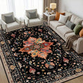 RELEANY Area Rugs 5'x7' Washable Non-Slip, Floral Vintage Distress Print by RELEANY