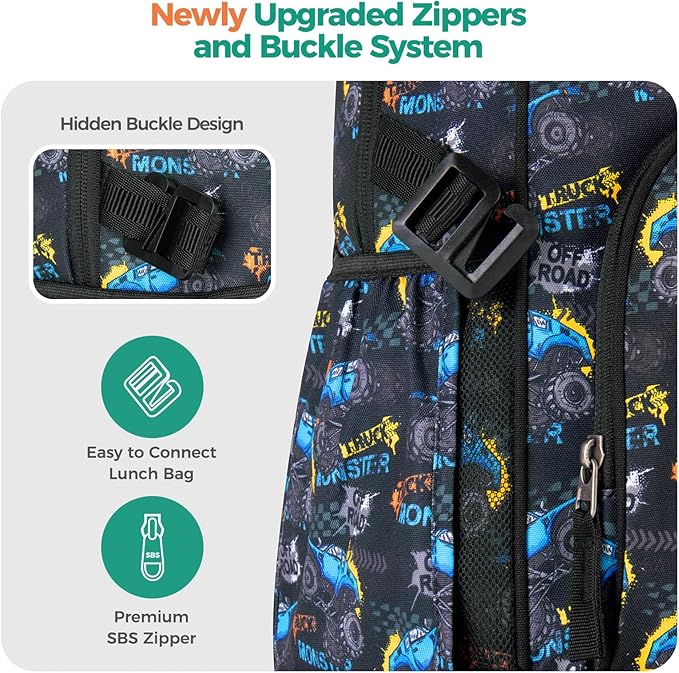 Choco Mocha Balls Backpack for Boys, Elementary School Backpack for Boys Ages 6-8 Kids Kindergarten Backpack Bookbag 17 Inch with Chest Strap, Blue