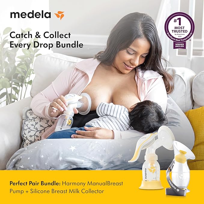 Medela Perfect Pair Bundle with Medela Harmony Manual Breast Pump & Silicone Breast Milk Collector, Lightweight and Discreet, Made Without BPA