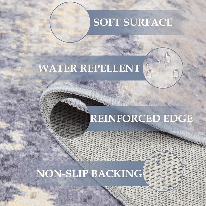 RELEANY Washable Area Rugs 5'x7' Non-Slip Modern Abstract Soft - Image 2