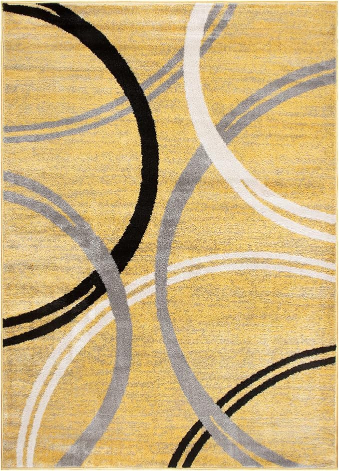 Rugshop Modern Wavy Circles Design Area Rug 3'3" x 5' Yellow