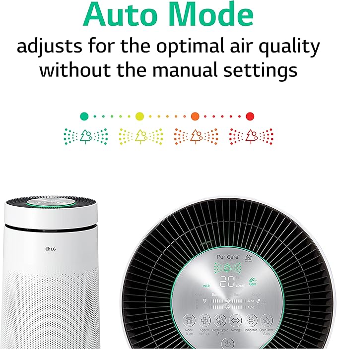 LG PuriCare 360-Degree Single Air Purifier with Clean Booster, ThinQ Wi-Fi and Voice Control (AS330DWR0), 310 sq. ft, White