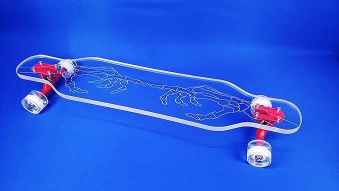 Clear Longboard Skateboard - Transparent Acrylic Long Boards with Light-Up LED Wheels for Smooth Rides - Ride The Streets in Style with Longboard Built for Beginners & Pros Alike