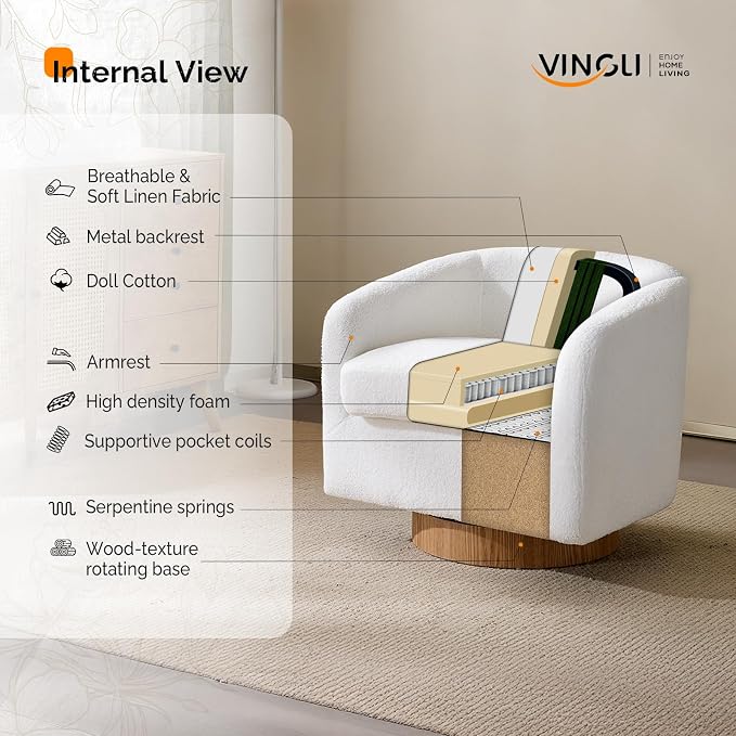 VINGLI 360°Swivel Accent Chairs Set of 2 - Image 7