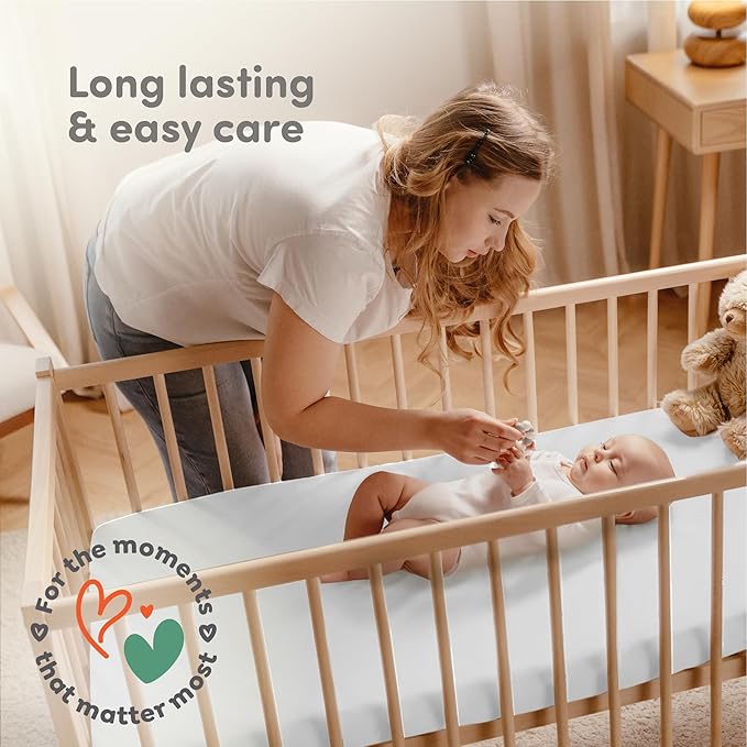 Sweety Fox 2-Pack Cotton Jersey Crib Sheets – Soft Fitted Sheets for Boys and Girls, Mini Crib Sheets, Toddler Bed Sheets (White)