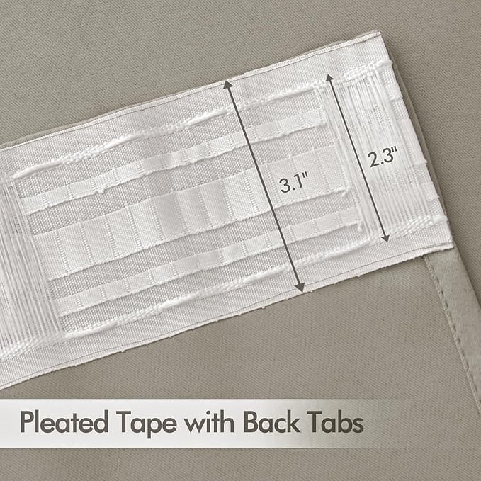 MIULEE Stone Back Tab Blackout Curtains 90 Inches Long 2 Panels Set for Living Room Bedroom Privacy, Rod Pocket/Pinch Pleat Thermal Insulated Room Darkening Pleated Light Blocking Drapes