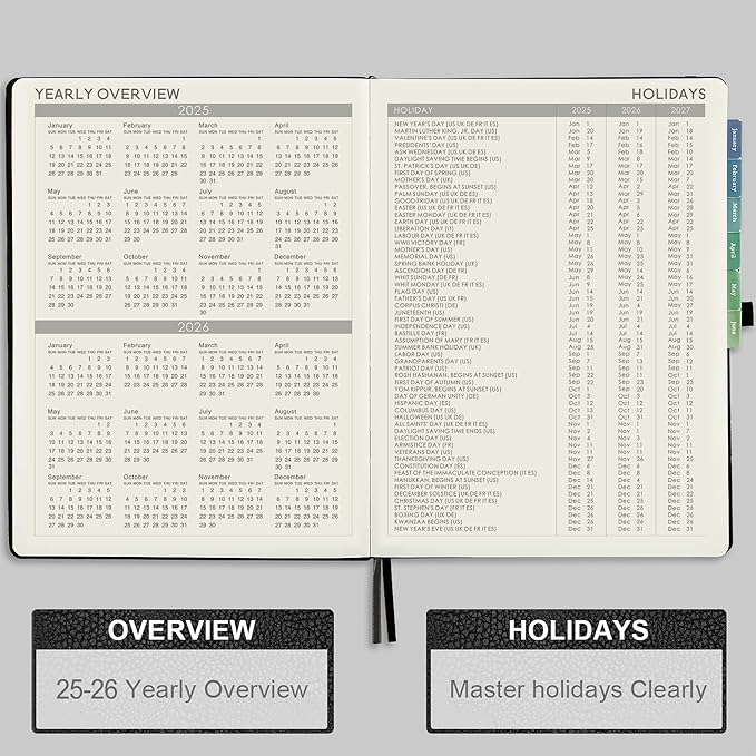 Planner 2025-2026 - JUL 2025 - JUN 2026, Planner Weekly and Monthly, Academic Planner 2025-2026, 8.5" x 11", Leather Cover Planners with Thick Paper, Back Pocket with Notes Pages, Black