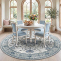 RELEANY Area Rugs Round 7ft Washable Non-Slip, Floral Vintage Distress Print by RELEANY