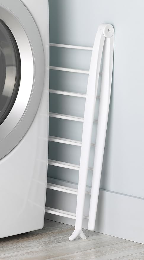 Whitmor Spacemaker Folding Drying Rack, Freestanding Indoor Clothes Dryer, Space Saving Compact Design, 6"L x 26"W x 51.5"H, White