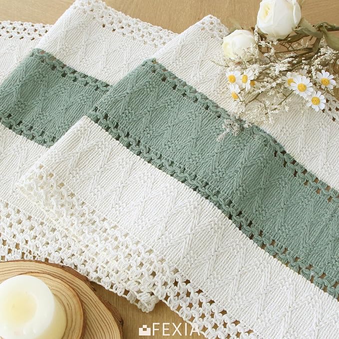 FEXIA Sage Green Table Runner 36 Inches Long - Image 3