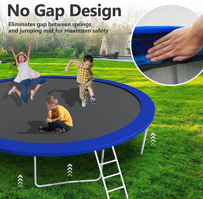 Upgraded 16FT 15FT 14FT 12FT 10FT 8FT Trampoline Outdoor with Basketball Hoop and Net, Capacity for 4-6 Kids and Adults