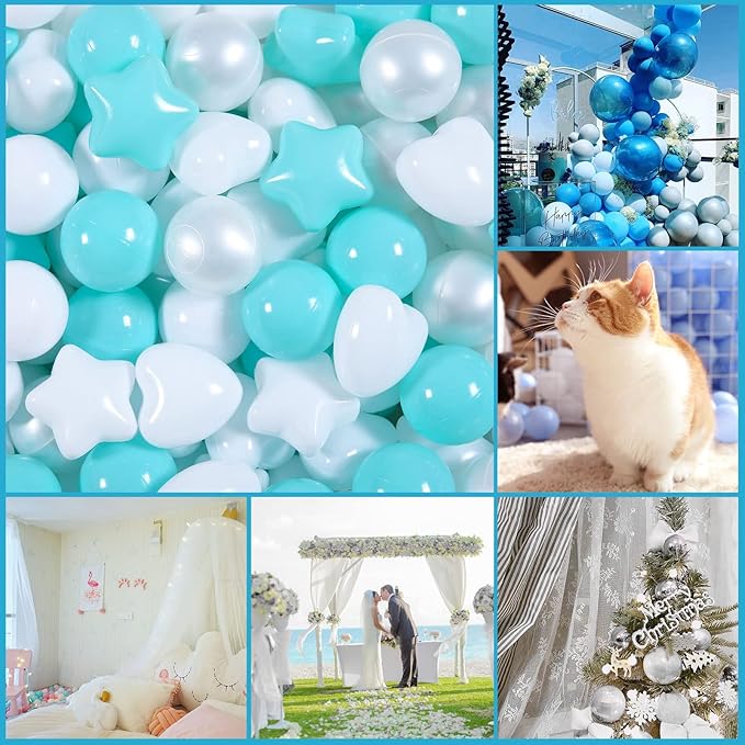 GOGOSO Ball Pit Balls Shapes for Kids - 100 Pieces Crush Proof Stress StarBalls BPA&Phthalate Free Non-Toxic Soft Plastic Ball for Baby Birthday Pool BallPit Accessories