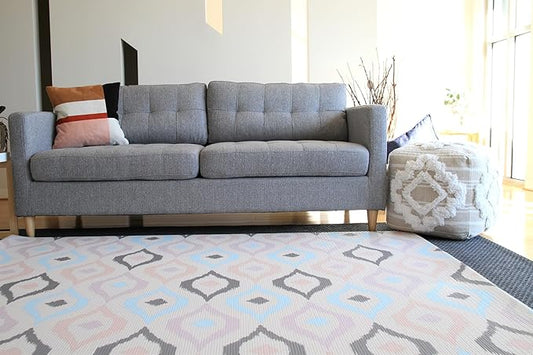 Cushmat Stylish Reversible Foam Play Mat (Large, Luxe NAT - Sage Grey Star) - Soft, Waterproof, Durable Play mat for Infants, Babies, Toddler, Kids & Grownup - 6.5ft x 4.5ft