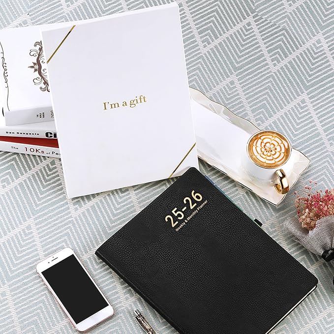 Planner 2025-2026 - JUL 2025 - JUN 2026, Planner Weekly and Monthly, Academic Planner 2025-2026, 8.5" x 11", Leather Cover Planners with Thick Paper, Back Pocket with Notes Pages, Black