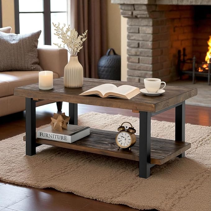 Pomona 42-Inch Rectangular Solid Wood Coffee Table by AlaterreFurniture