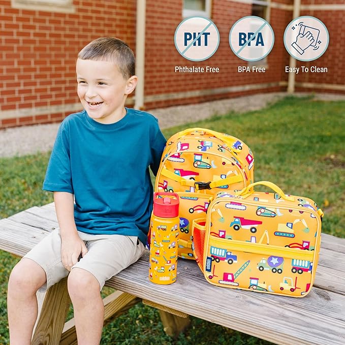 Wildkin ECO rPET 15-inch Kids Backpack – Sustainable, Padded, Adjustable – Under Construction