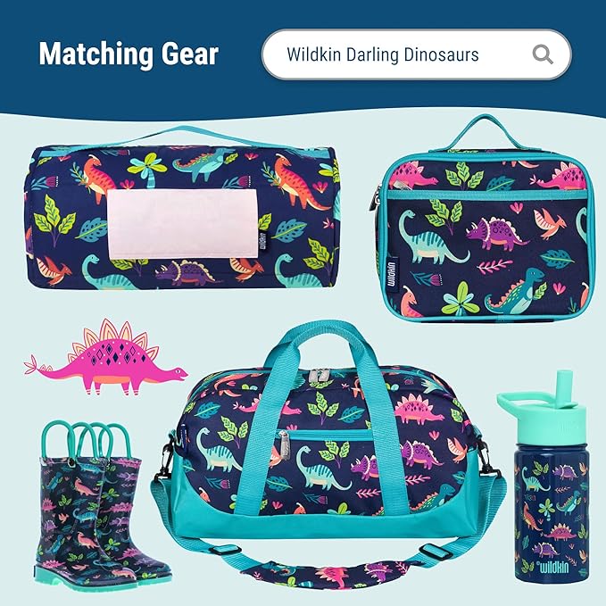 Wildkin 15-inch Kids Backpack – Durable, Padded, Adjustable for School & Travel - Darling Dinosaurs