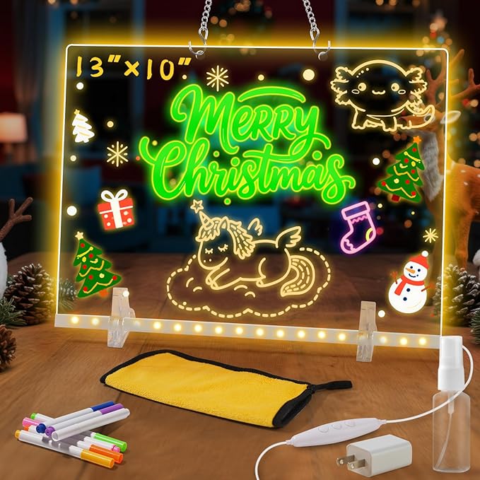 Lumiboard LED Drawing Board,Cosmody Light Up Drawing Board,Led Doodle Board for Kids,Christmas Party Favor Gifts Christmas Stocking Stuffers(13.7"*10")