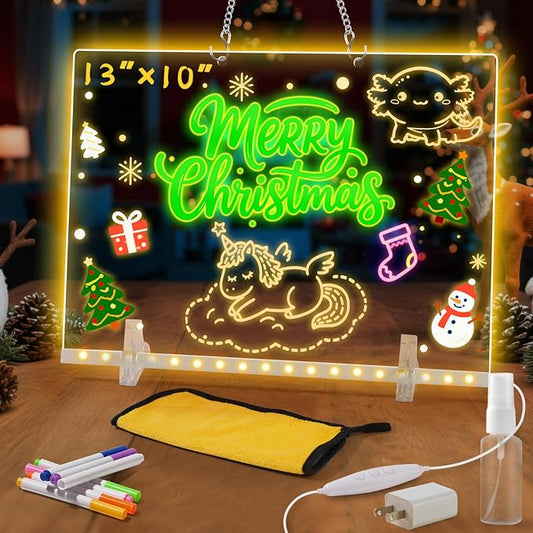 Lumiboard LED Drawing Board,Cosmody Light Up Drawing Board,Led Doodle Board for Kids,Christmas Party Favor Gifts Christmas Stocking Stuffers(13.7"*10")