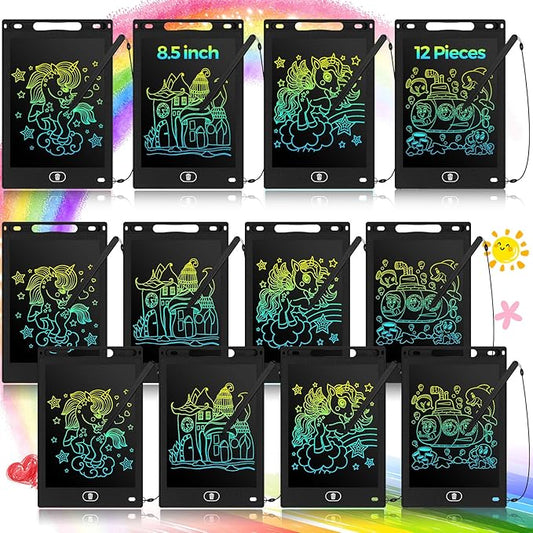 Tinlade 12 Pack LCD Writing Drawing Tablets 8.5 Inch Bulk Colorful Doodle Board Erasable Electronic Painting Drawing Pads Learning Toy Gifts for Kids Boys Girls(Black)
