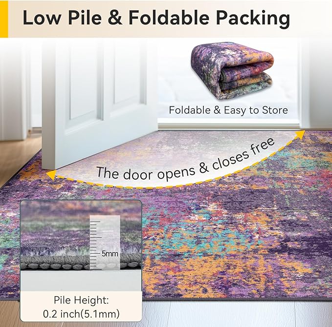 RELEANY Washable Area Rugs 5'x8' Non-Slip Modern Abstract Soft - Image 6