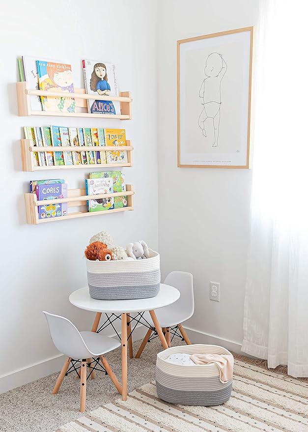 OrganiHaus Set of 3 Grey Woven Baskets for Organizing, Cotton Rope Basket for Decor, Shoe Basket Organizers & Storage, Decorative Storage Baskets & Bins, Cute Storage Basket for Toys & Cloths