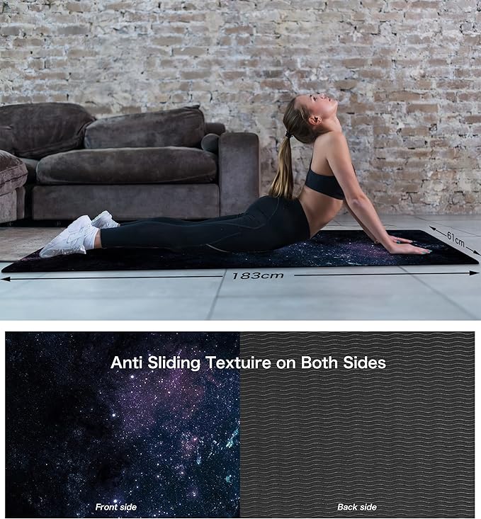 Non Slip Yoga Mat TPE Workout Mat for Men Women, Thick Workout Mat with Carrying Strap, Fitness Mats for Exercise, Yoga, Fitness, Pilates, Floor Workouts (72" x 24" x 6mm)