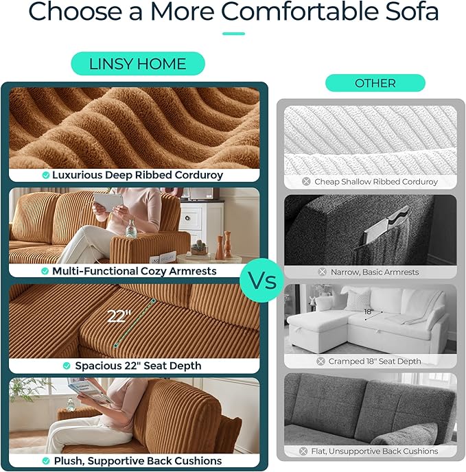 LINSY HOME Loveseat Sofa with Storage - Image 5