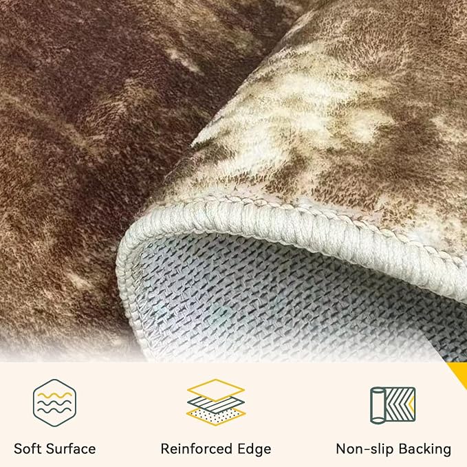 RELEANY Washable Area Rugs 3'x5' Non-Slip Modern Abstract Soft - Image 4