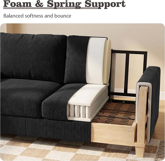 Apicizon Loveseat & 3 Seater Sofa Sets, 2 Piece Modern Sleeper Sofa - Image 9