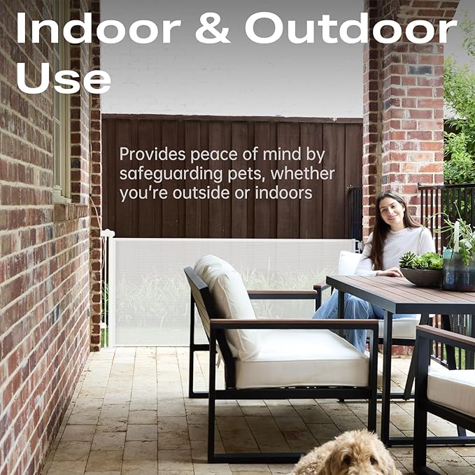 Cumbor 76" Wide Long Retractable Baby Gates for Stairs, Mesh Dog Gate for The House, 34" Tall Extra Wide Pet Gate for Dogs, Child Safety Gates for Doorways, Hallways, Cat Gate Indoor/Outdoor(White)