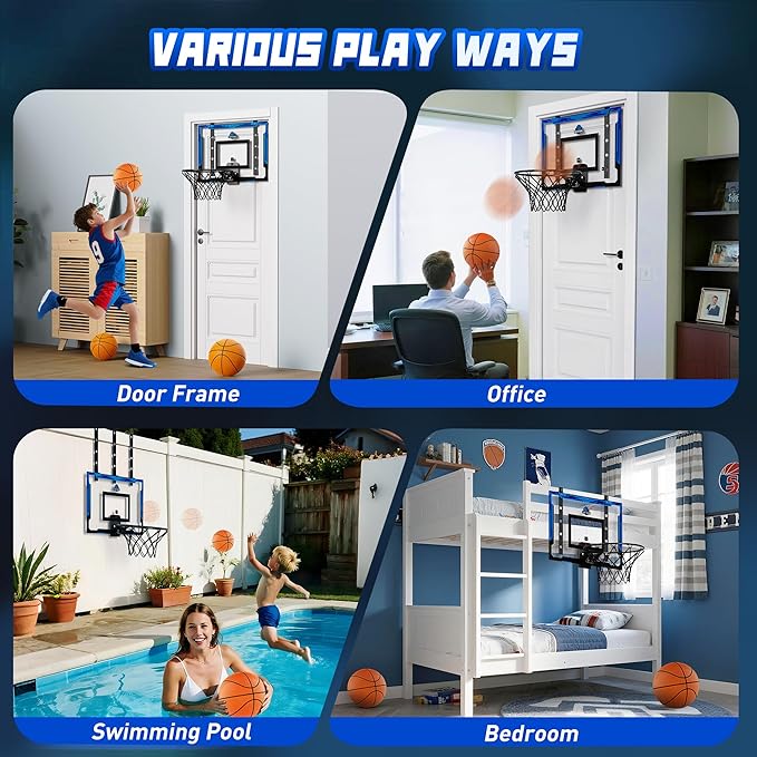 Kids Indoor Basketball Hoop with Scoreboard & Timer,Toddler Adjustable Height Basketball Goal Toy for Outdoor Backyard,Sports Game Play