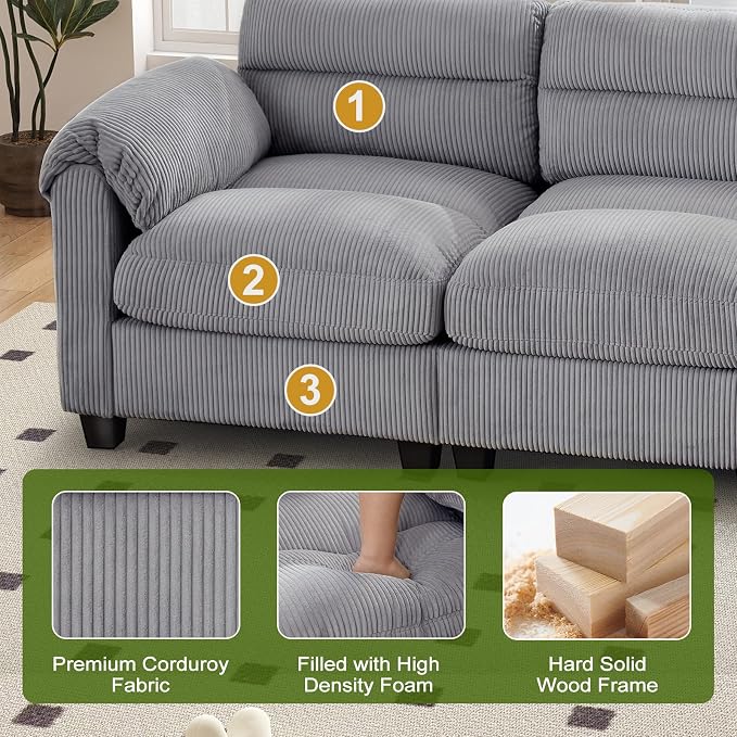 HAOMARKETS Corduroy Sofa Set, Upholstered Armchair and Loveseat - Image 4