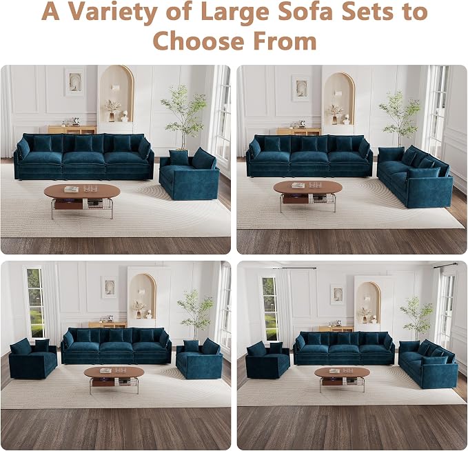 mikibama Luxury Oversized 3 Piece Sofa Set, 2 Pieces of 2 Seater and 1 Piece of - Image 7