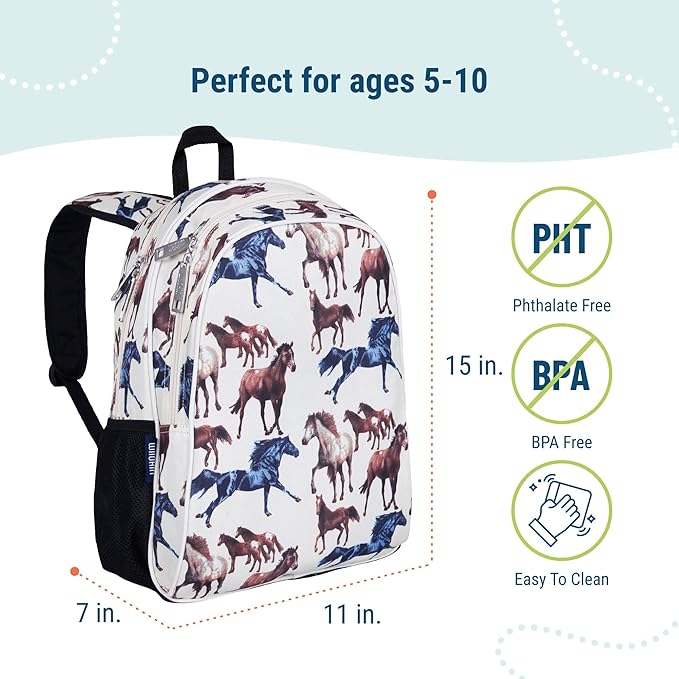 Wildkin 15-inch Kids Backpack – Durable, Padded, Adjustable for School & Travel - Horse Dreams