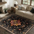 RELEANY Area Rugs 4'x6' Washable Non-Slip, Floral Vintage Distress Print by RELEANY