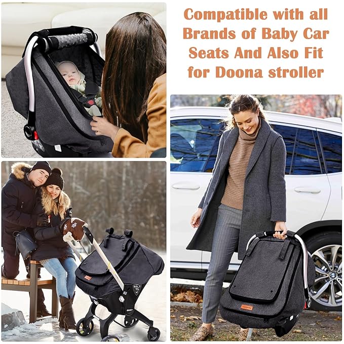 Waterproof Baby Stoller Bunting Bags Winter Carseat Canopies Cover to Protect Baby from Cold Wind, Super Warm Plush Fleece Baby Carrier Cover for Infant Boys Girls, Keeps Babies Warm and Cozy