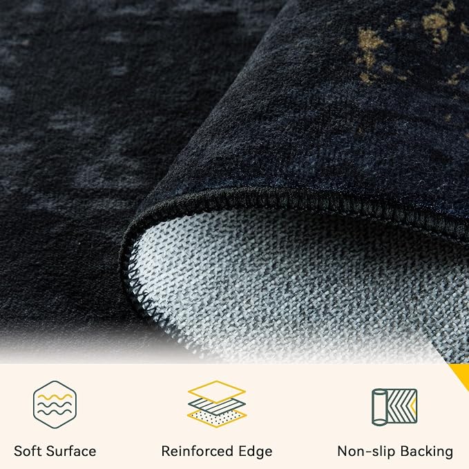 RELEANY Washable Area Rugs 6ft Non-Slip Modern Abstract Soft - Image 3