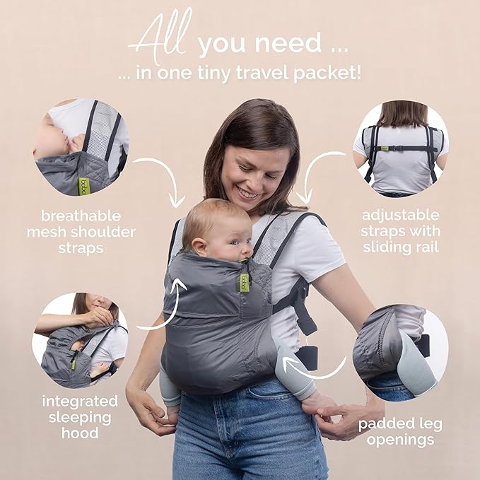 Boba Air Ultra-Lightweight Baby Carrier and Toddler Backpack - Baby Hiking Carrier 3 Months (15-45lbs) - Toddler Backpack and Baby Carrier (Grey)