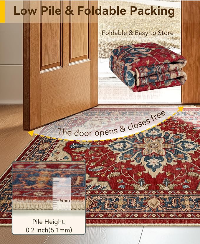 RELEANY Area Rugs 2'x6' Runner Rug Non Slip Washable - Image 5