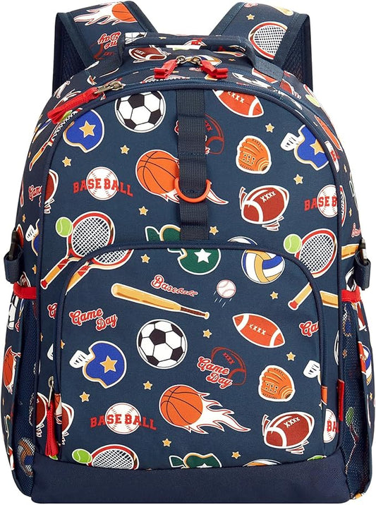 Choco Mocha Balls Backpack for Boys, Elementary School Backpack for Boys Ages 6-8 Kids Kindergarten Backpack Bookbag 17 Inch with Chest Strap, Blue