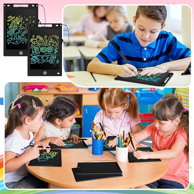 Epakh 16 Pieces LCD Writing Tablet Doodle Pad for Kids 8.5 Inch LCD Drawing Board Colorful Reusable Writing Tablet for Girl Boy Toddlers Educational (Black)